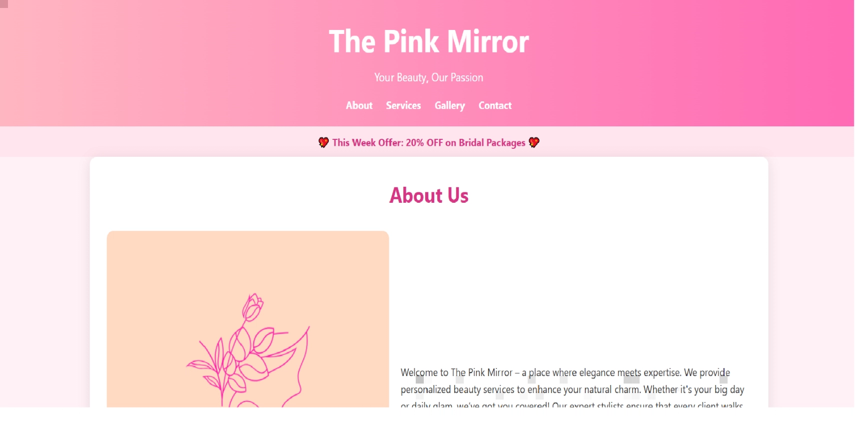 The Pink Mirror Beauty Parlour Demo Website by SiteSeva